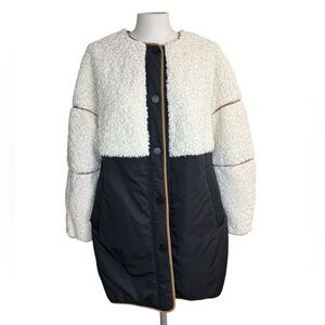 Bimba y Lola Women’s Fleece Sherpa Panel Colorblock Coat size M